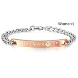 AZIZ BEKKAOUI DIY Her King His Queen Couple Bracelets Stainless Steel Crytal Crown Charm Bracelets For Women Men Drop Shipping